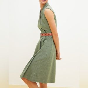 NWT The Fold Hampton Dress Green Jacquard Print cottont, size 8 UK = size S US